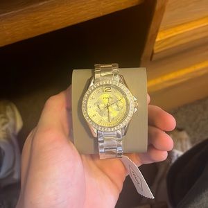 Fossil Women's Riley Stainless Steel Crystal-Accented Multifunction Quartz Watch